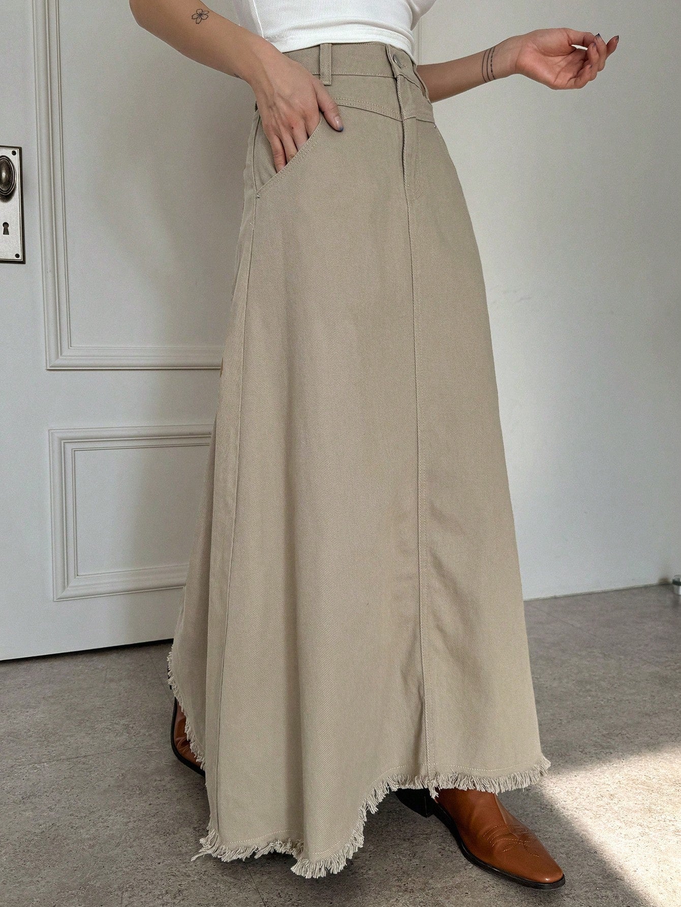 Women Long Denim Skirt For Summer Daily Wear