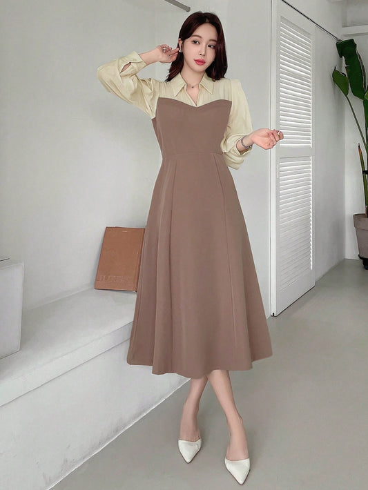 Women Fashionable Comfy Elegant Long Sleeve Dress For Daily Work