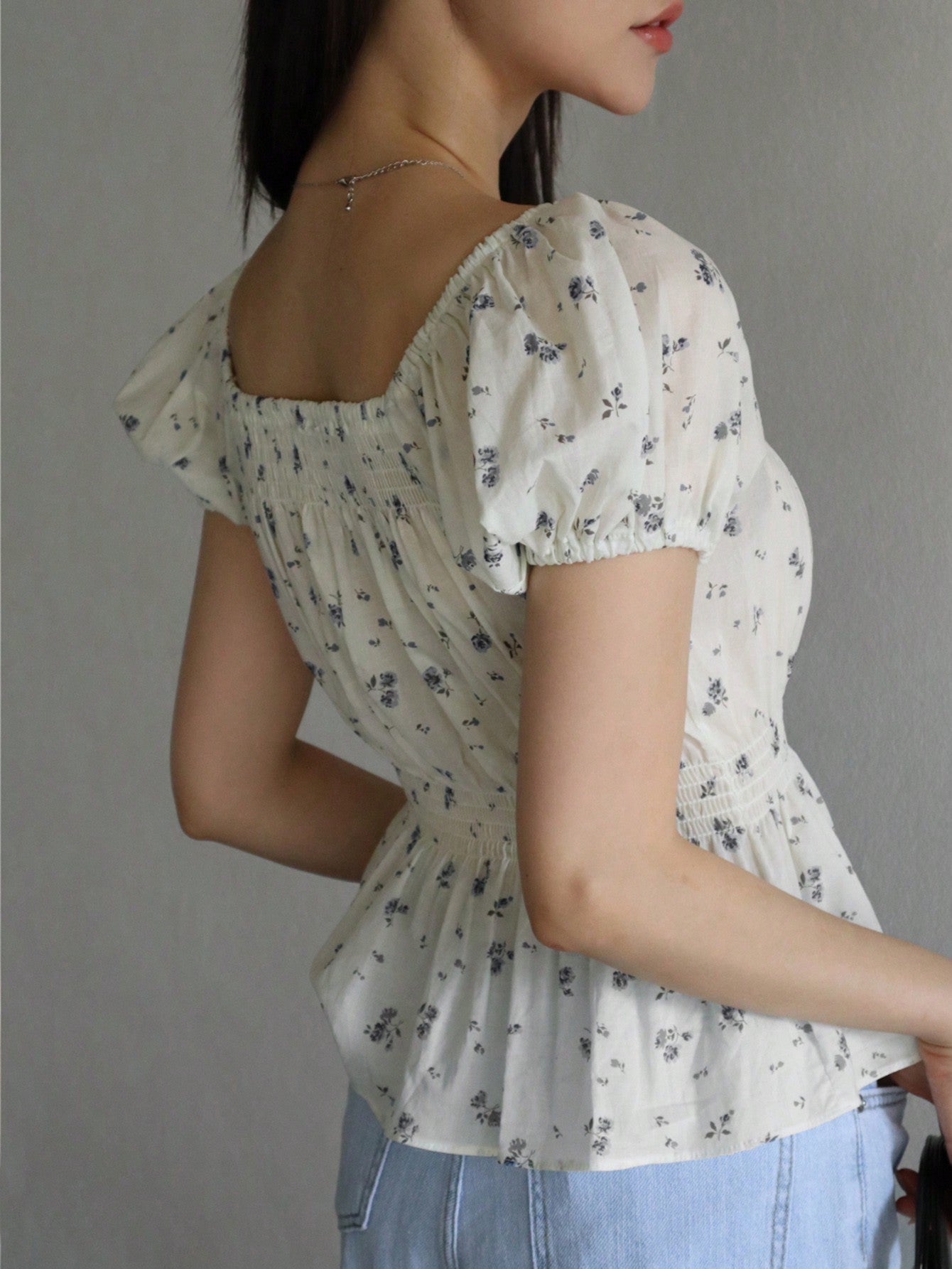 Women Floral Print Waist-Tie Wrap Short Sleeve Shirt