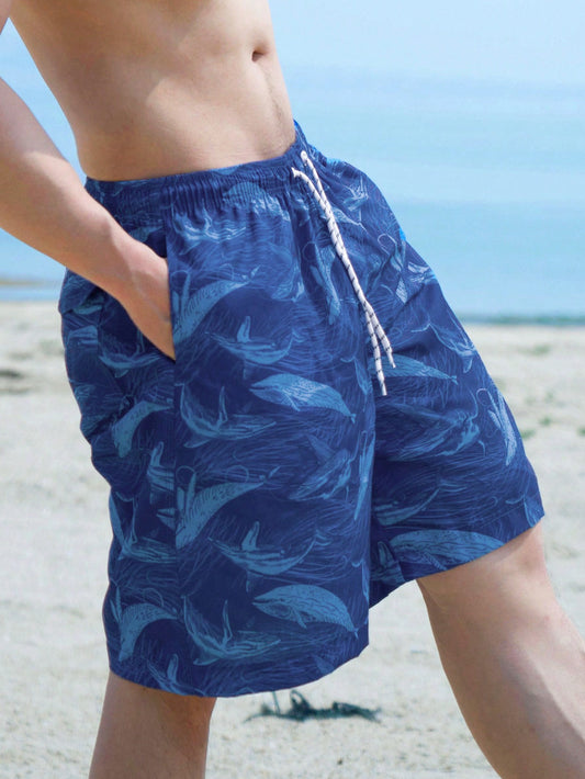 Men Summer Shark Print Shorts