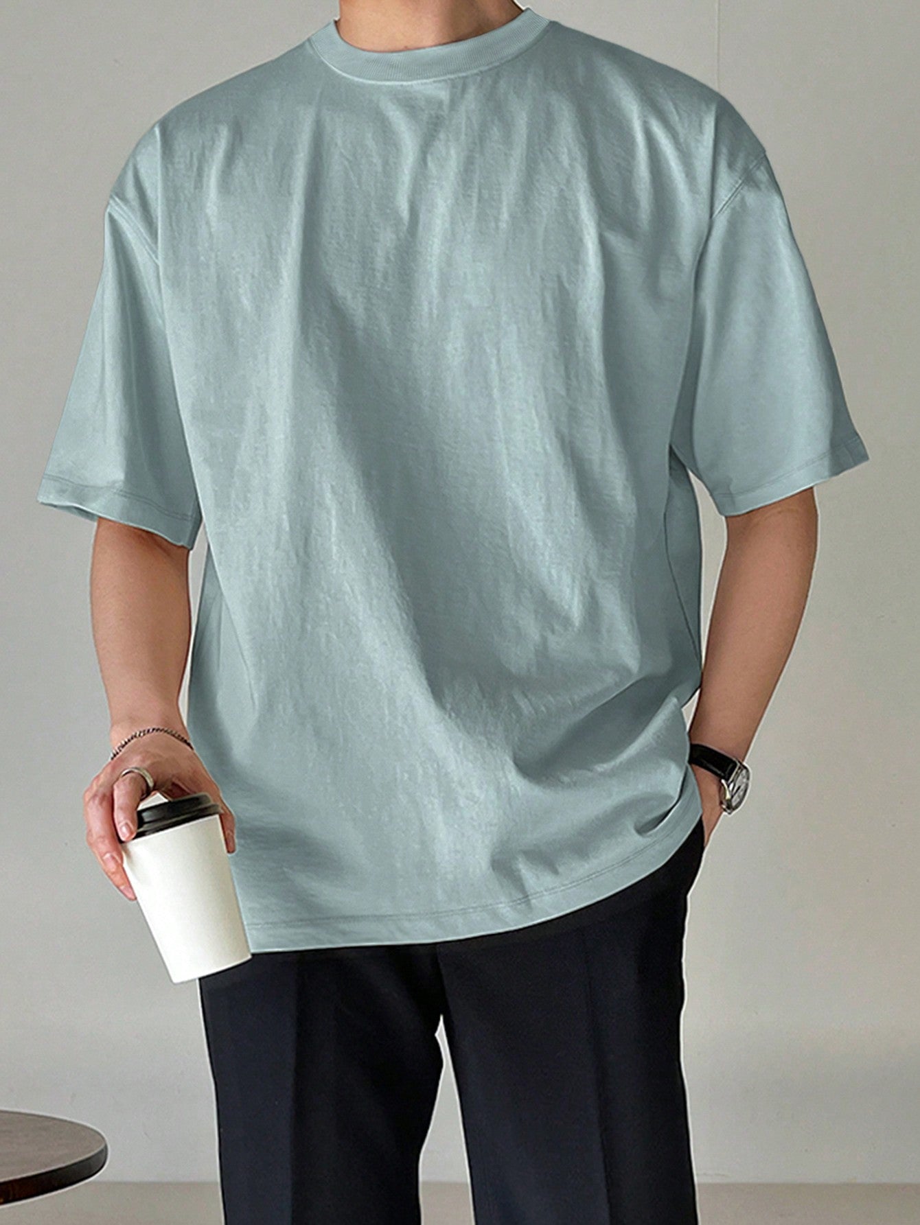 Men's Summer Solid Color Round Neck Short Sleeve Casual T-Shirt