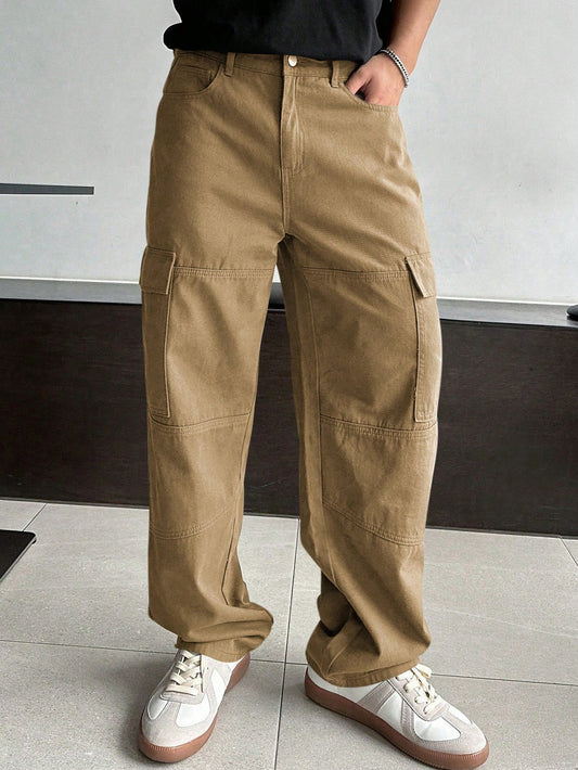 Men's Casual Solid Colored Straight Cargo Pants