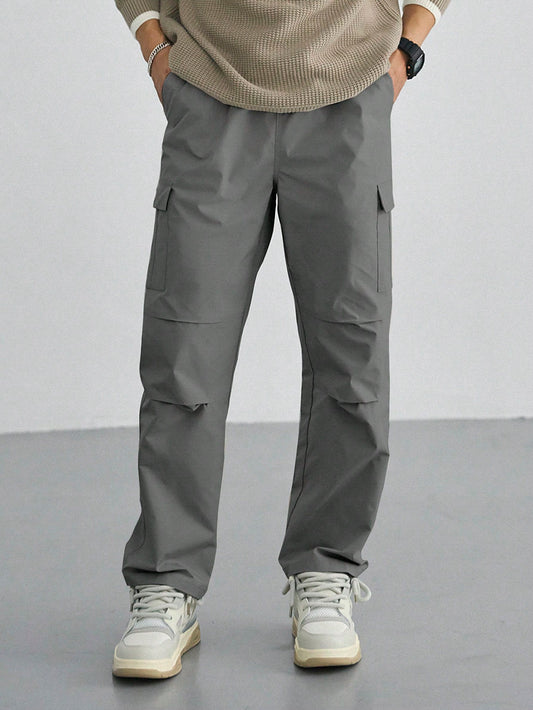 Men's Simple Pockets Design Casual Daily Wear Solid Color Pants