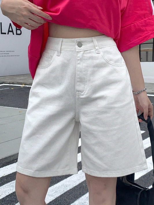 Women's Summer Casual Loose Solid Color Denim Shorts