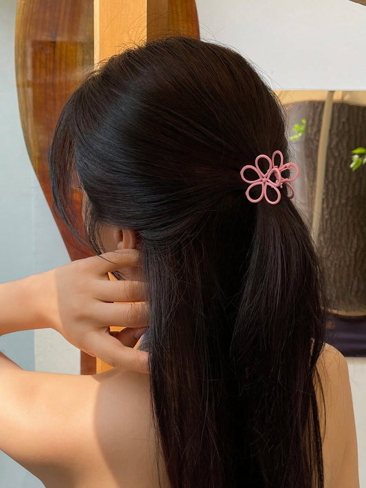 Women's Sweet Pink Flower Design Hair Claw