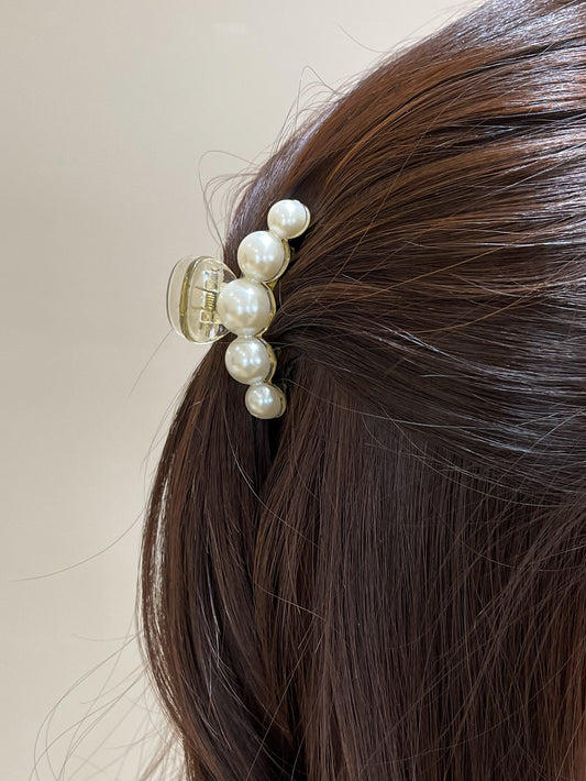 Faux Pearl Decor Hair Claw Elegant