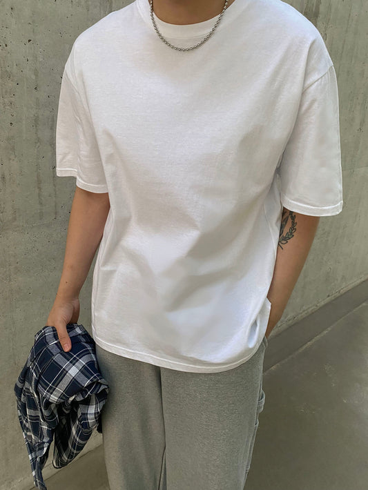 Men Cotton Drop Shoulder Plain T Shirt