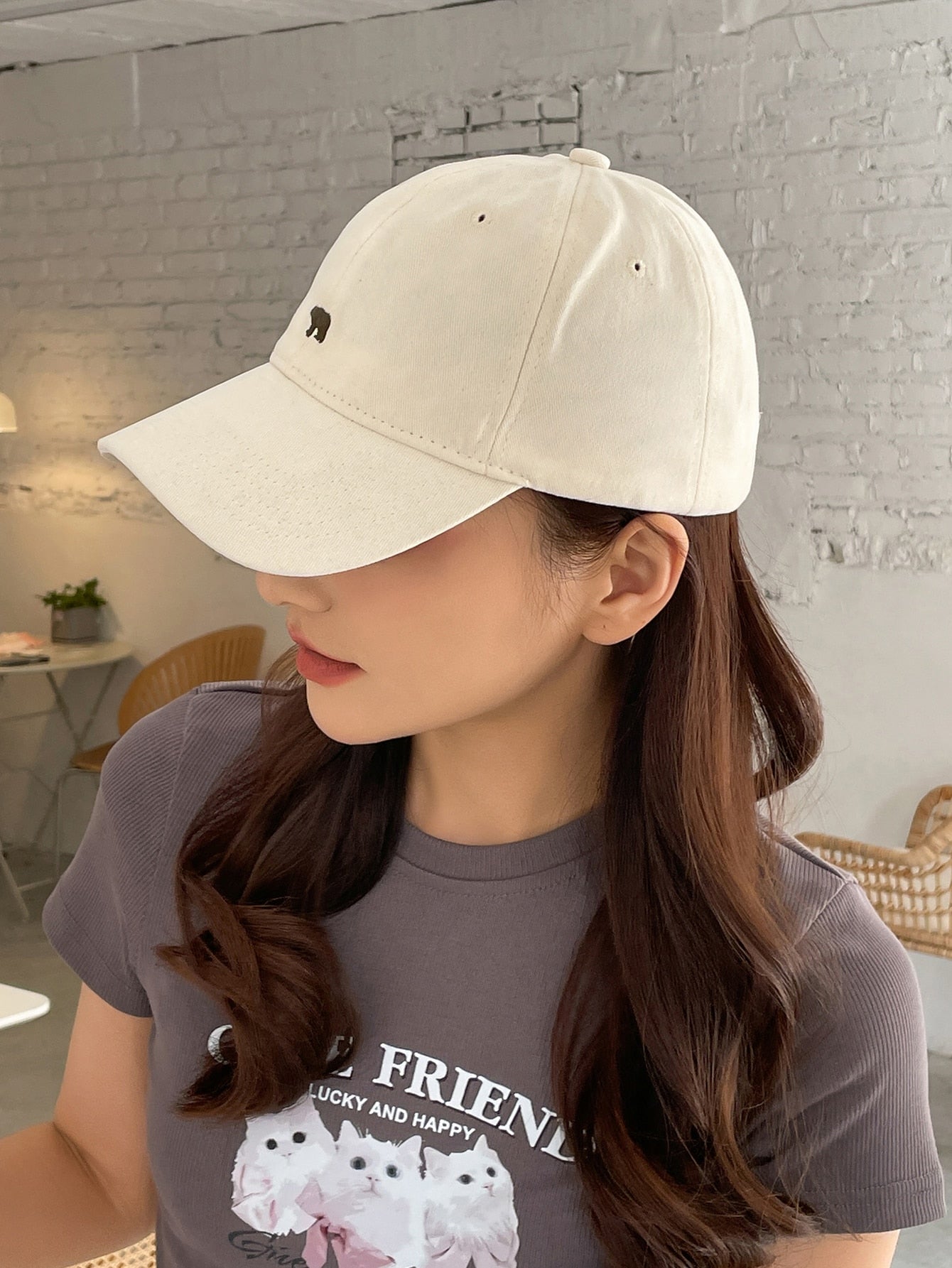 1pc Women Bear Embroidered Fashion Baseball Cap For Daily Life Casual