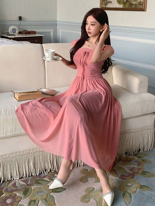 Women'S Solid Color Knot Front Dress