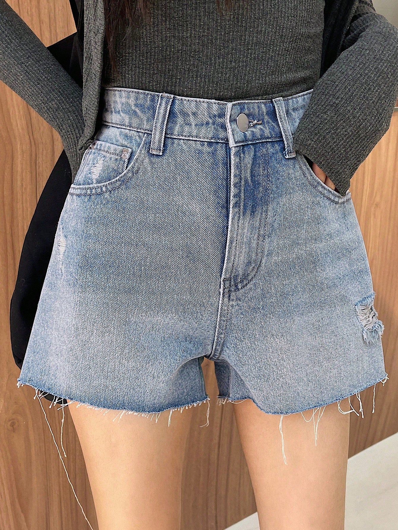Women's Distressed Denim Shorts
