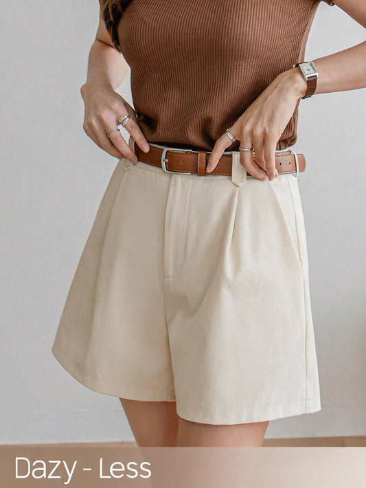 Women's Solid Color Pleated Culottes Shorts