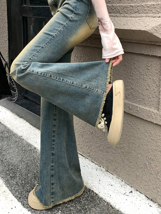 Women's Vintage Frayed Bell Bottom Jeans