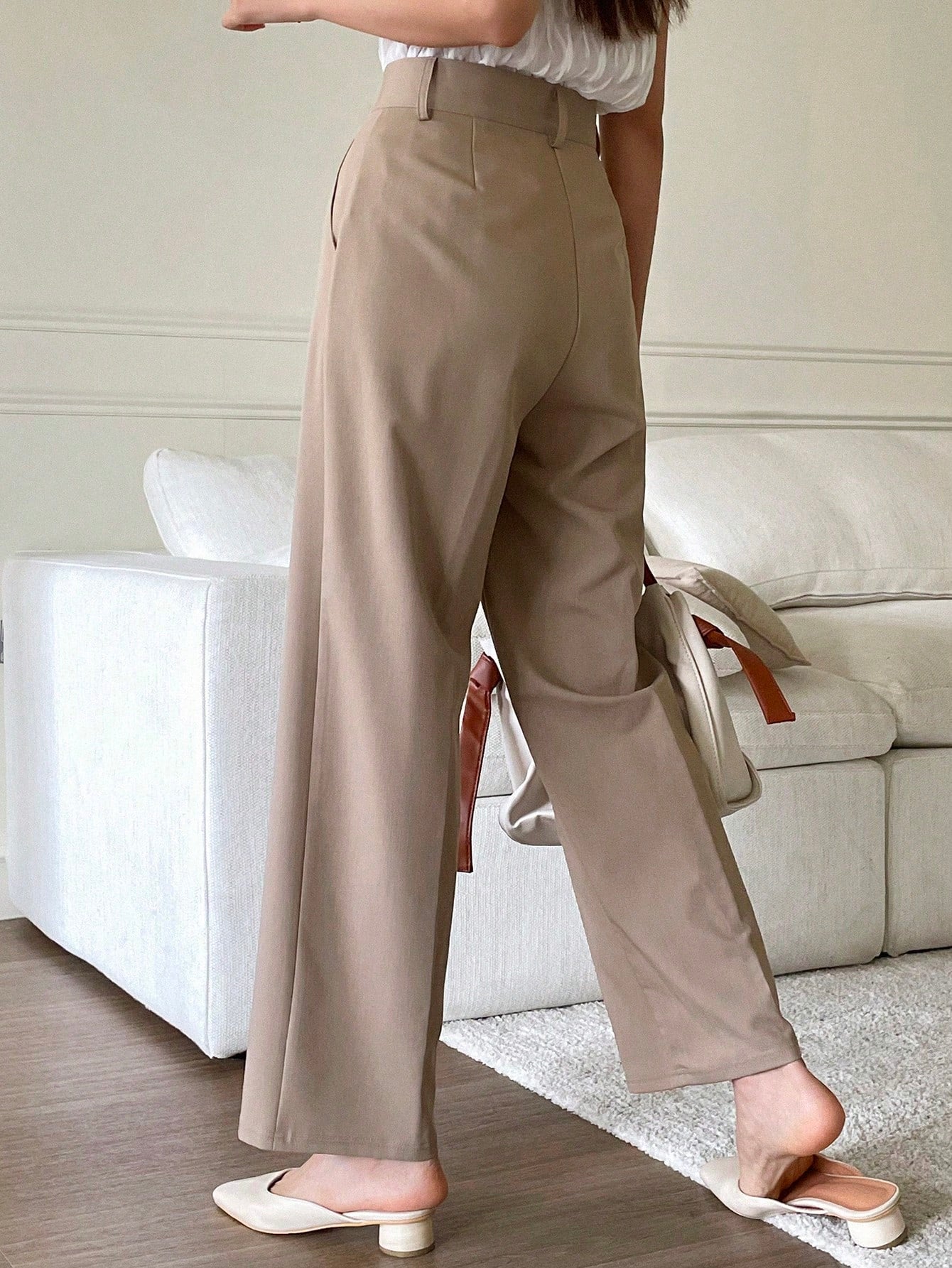 Women's Solid Color Straight Suit Pants