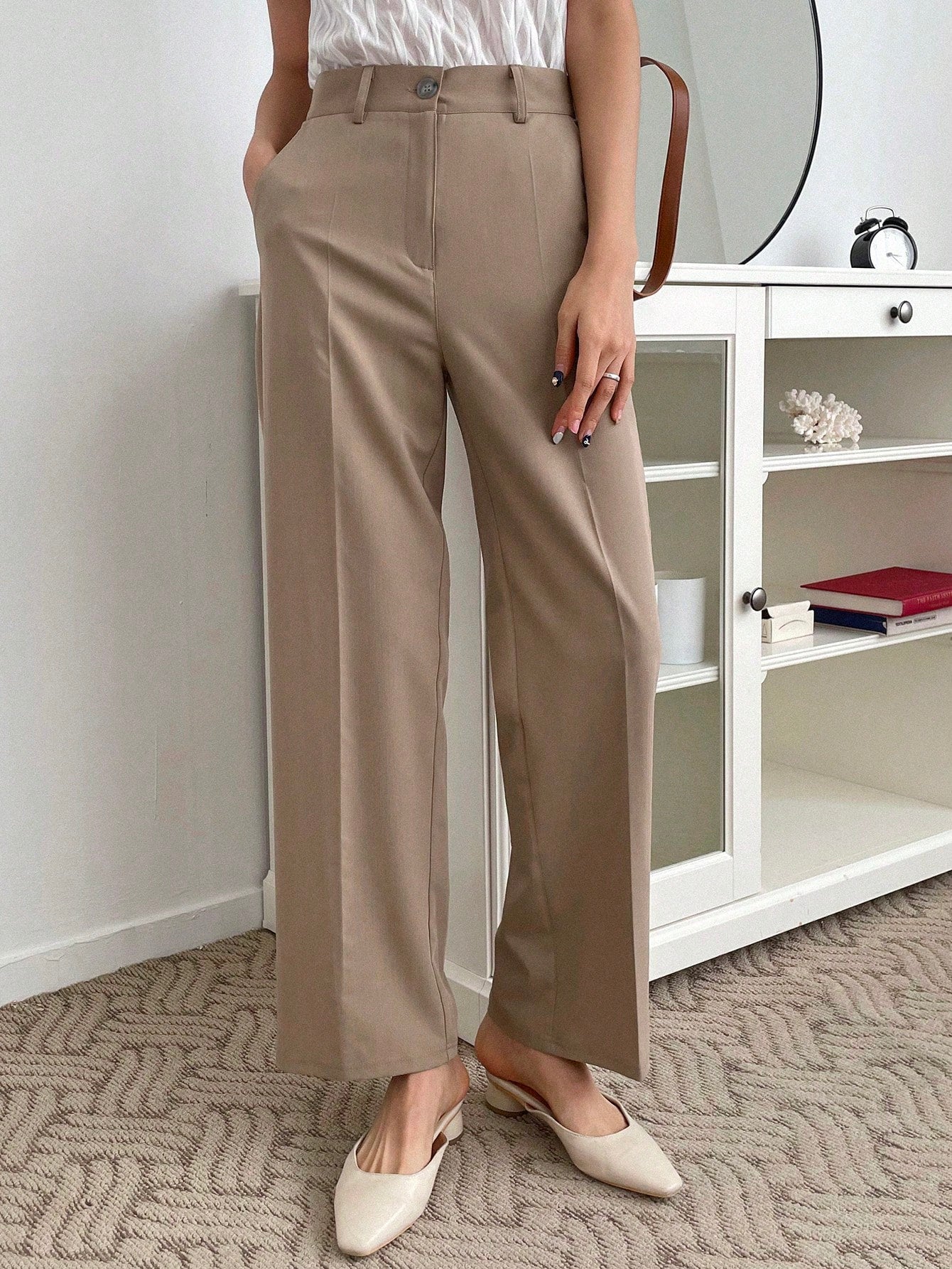Women's Solid Color Straight Suit Pants