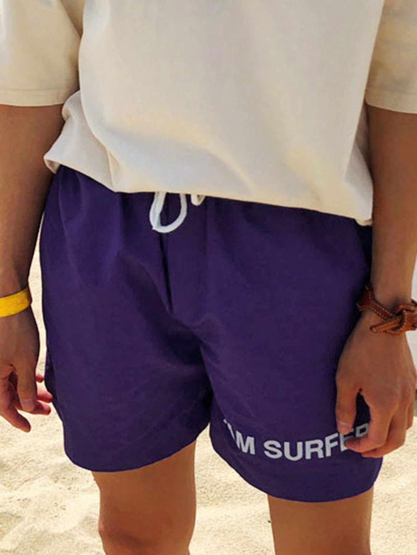 Men's Letter Print Summer Beach Shorts