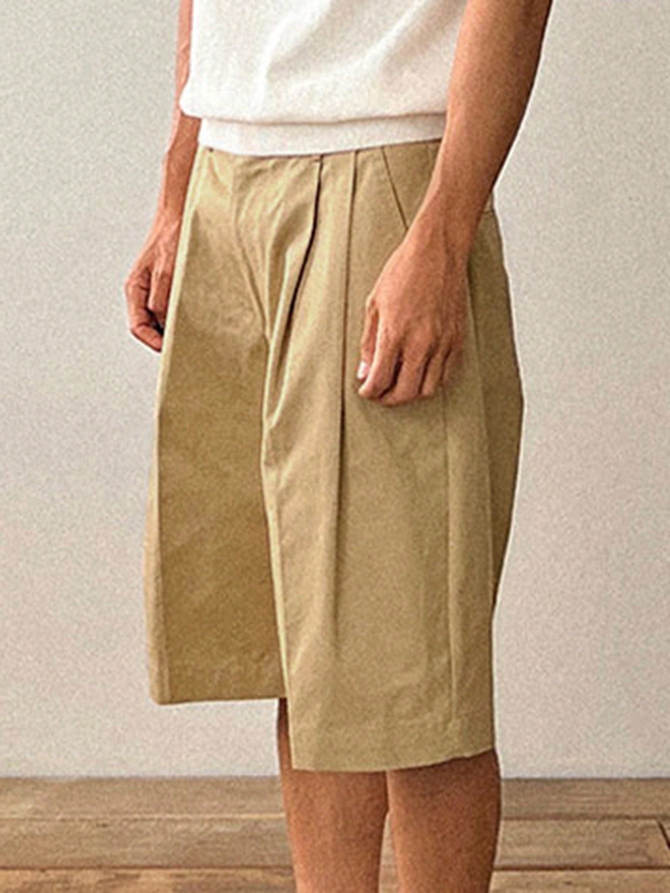 Men's Summer Solid Color Pleated Shorts