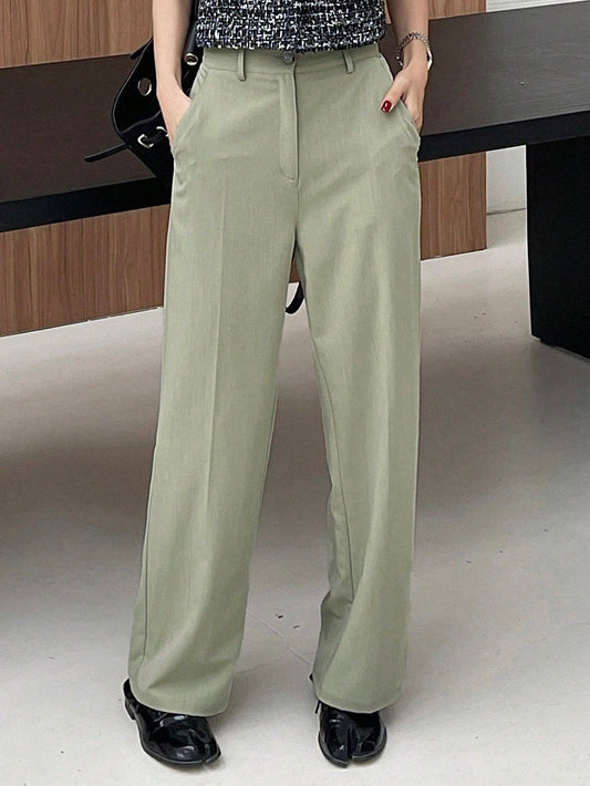 Women's Straight Leg Suit Pants With Pockets