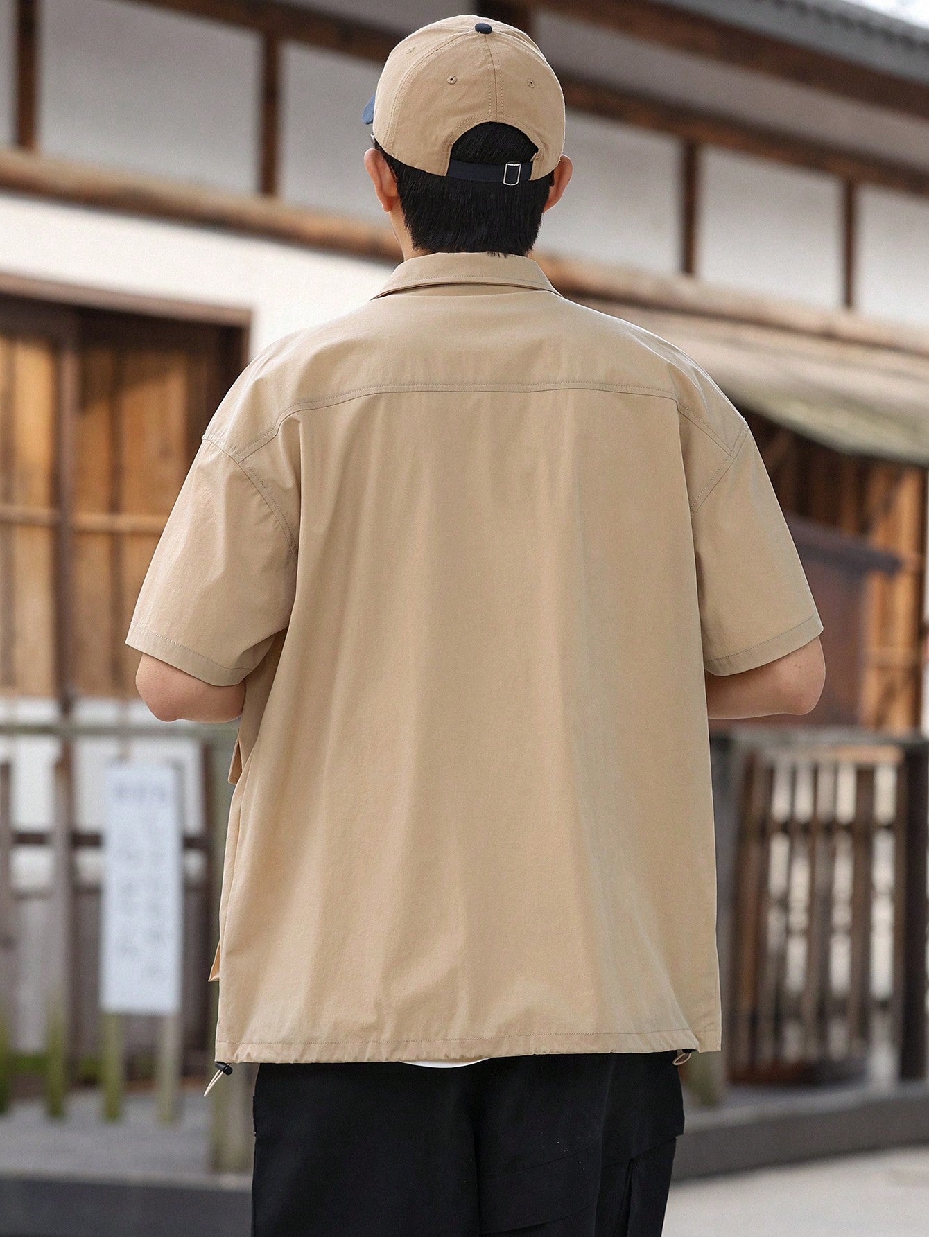 Men's Solid Color Short Sleeve Shirt With Pocket For Summer
