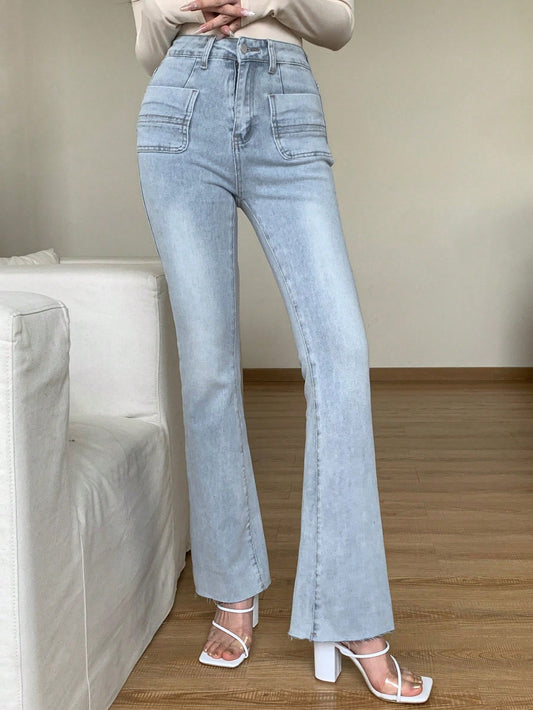 Women's Simple Solid Color Slim Fit Denim Jeans Pants