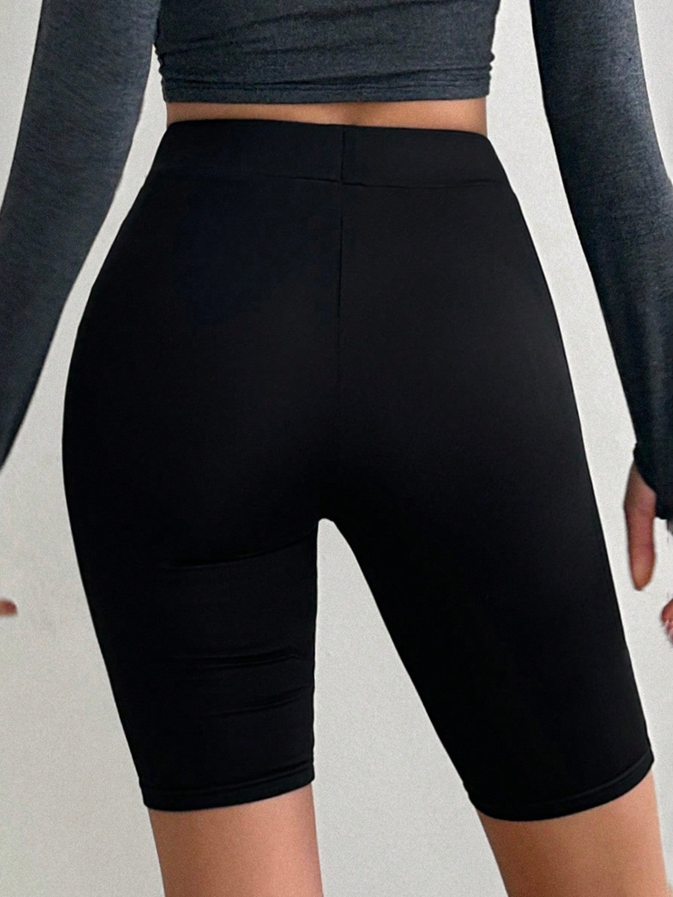 Women's Solid Color Basic Leggings, Suitable For Daily Wear