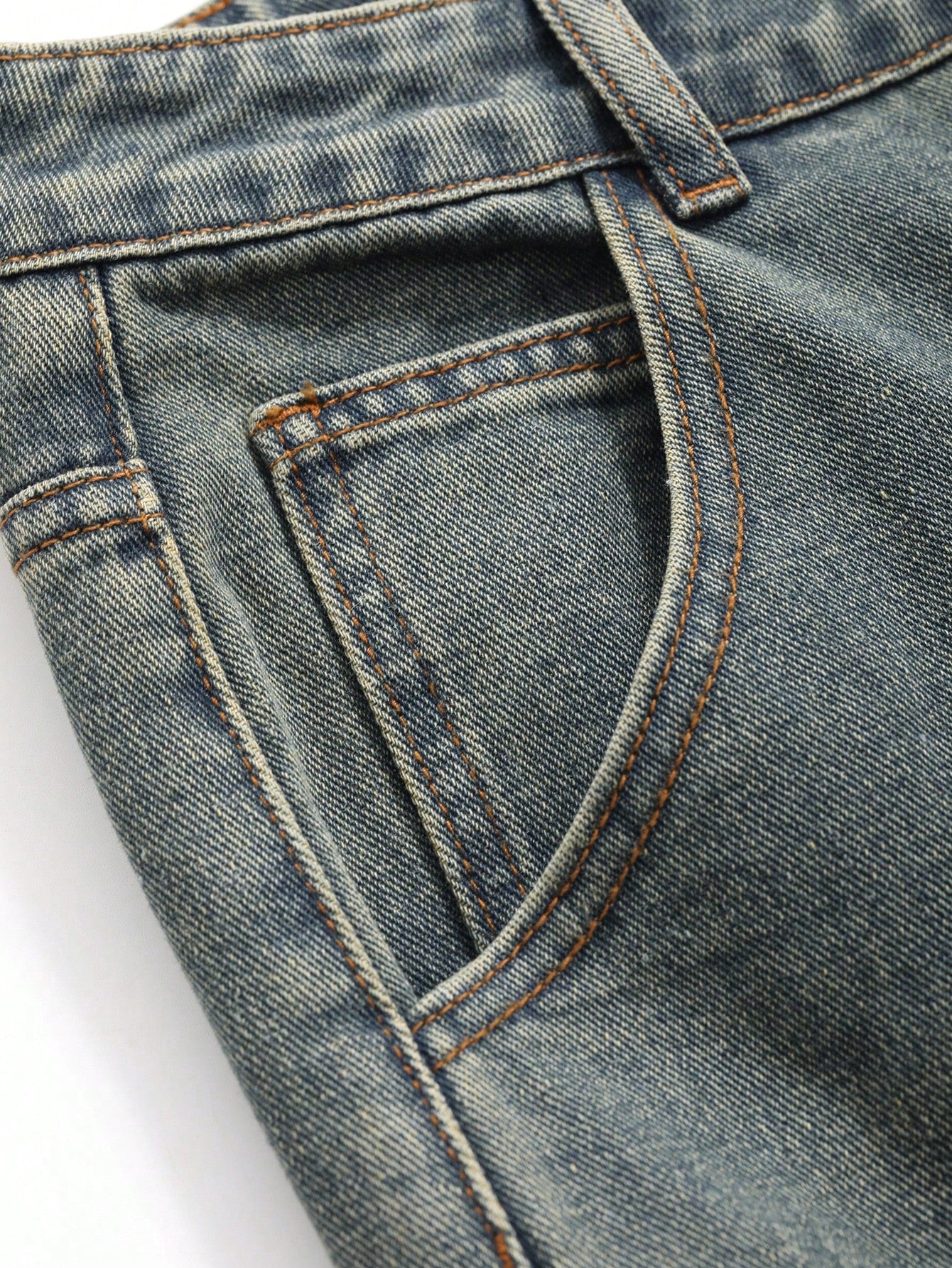 Wide Leg Jeans With Washed Finish, Slanted Pockets