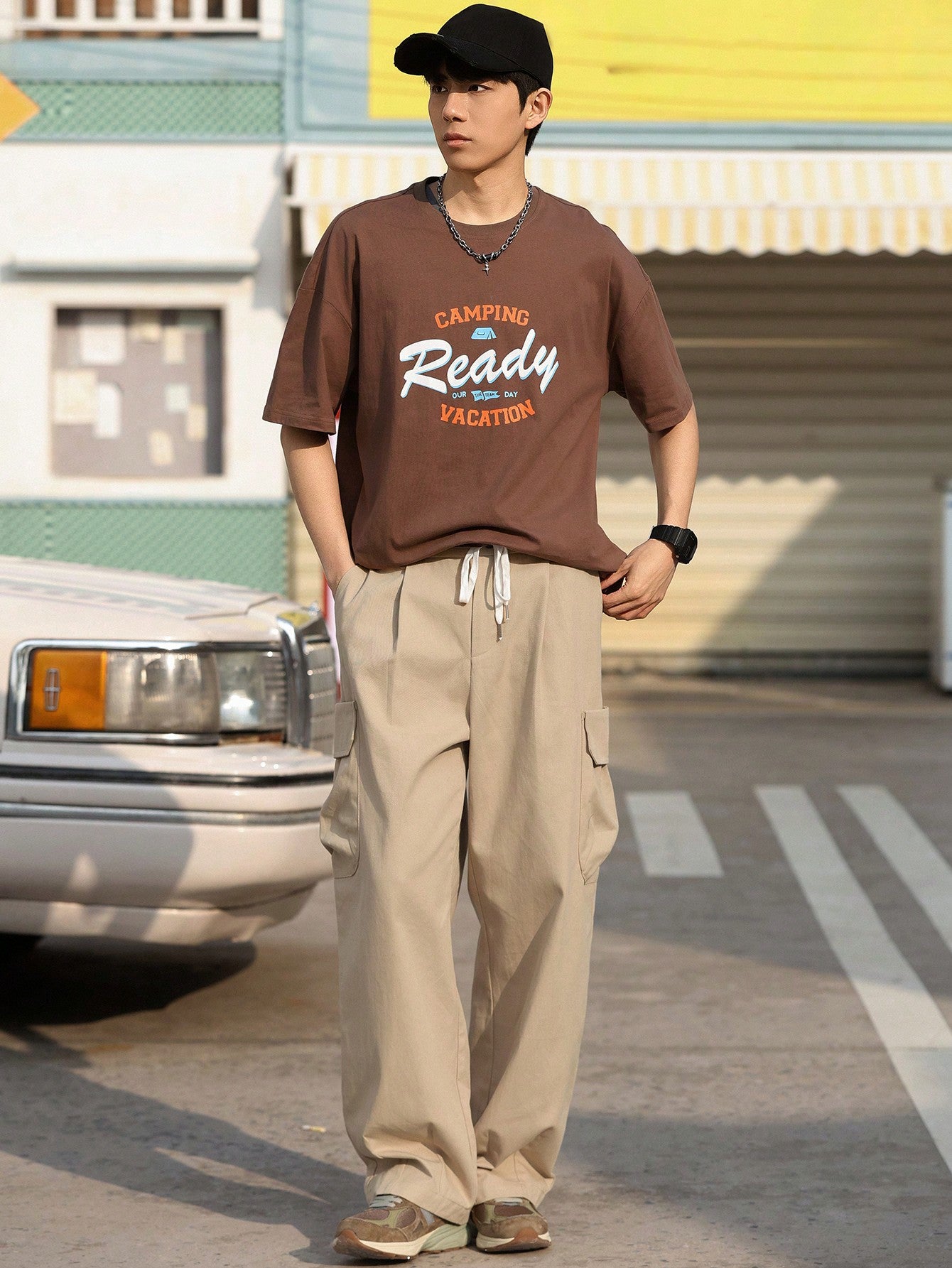 Men's Solid Color Cargo Pocketed Casual Spring/Summer Pants