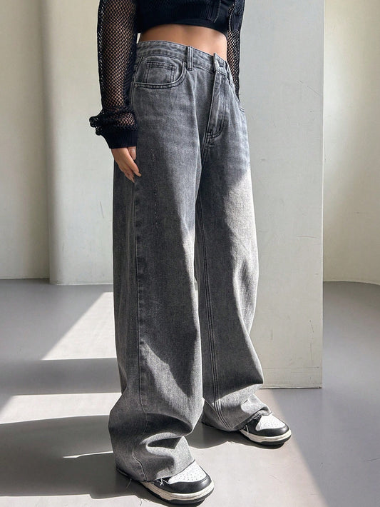 Women's Wide Leg Casual Denim Pants For Everyday Outfit