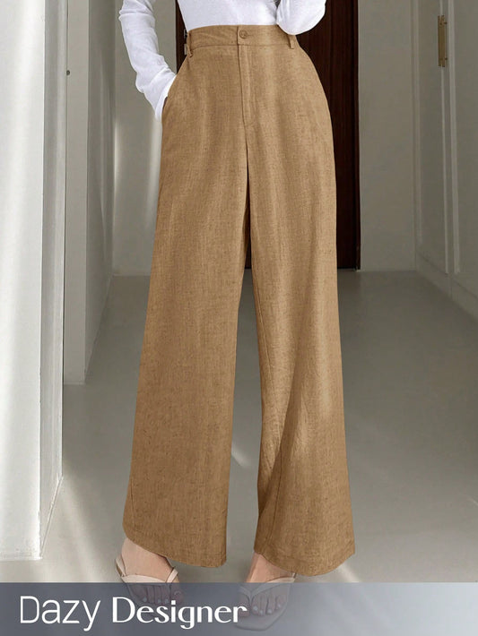 Women's Solid Color Elegant Design Suit Pants
