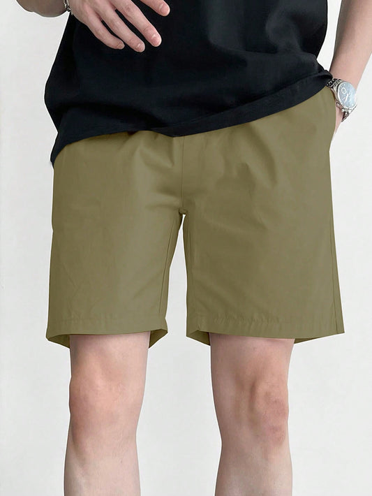 Men Summer Solid Color Casual Daily Matching Shorts