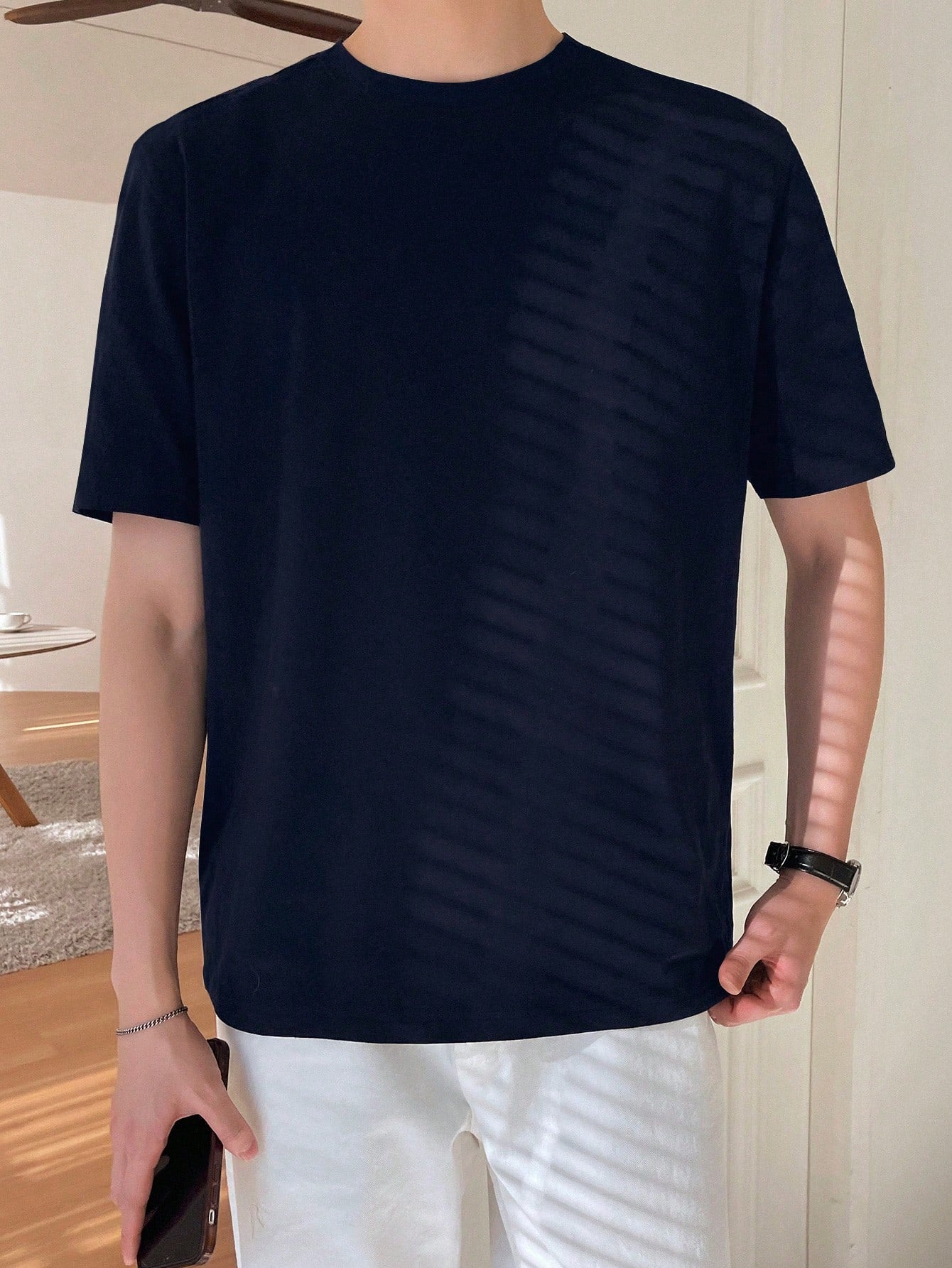 Men's Solid Color Round Neck Short Sleeve Sports T-Shirt For Summer Casual Wear