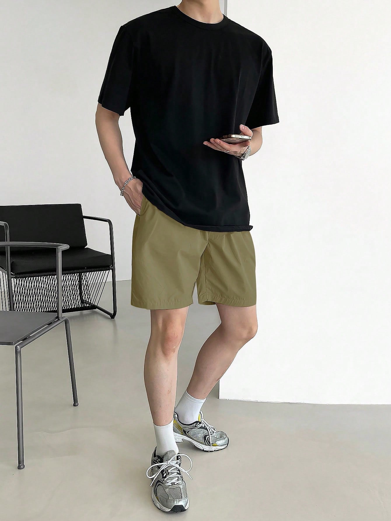 Men Summer Solid Color Casual Daily Matching Shorts