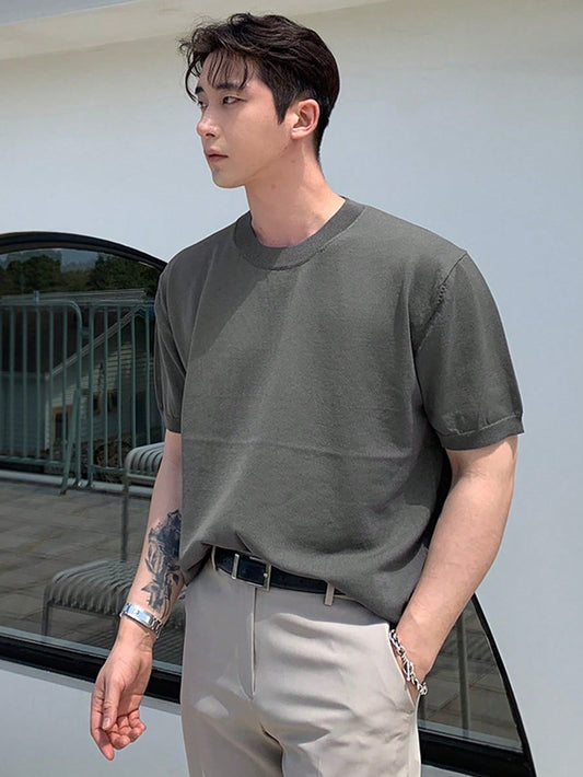 Men's Summer Solid Color Knitted Shirt