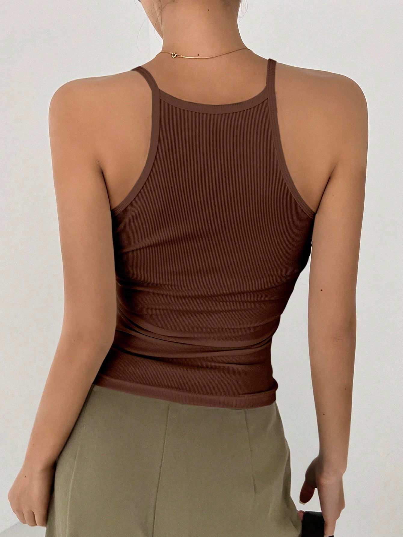 Women's Summer Solid Color Slim Fit Tank Top With Spaghetti Straps
