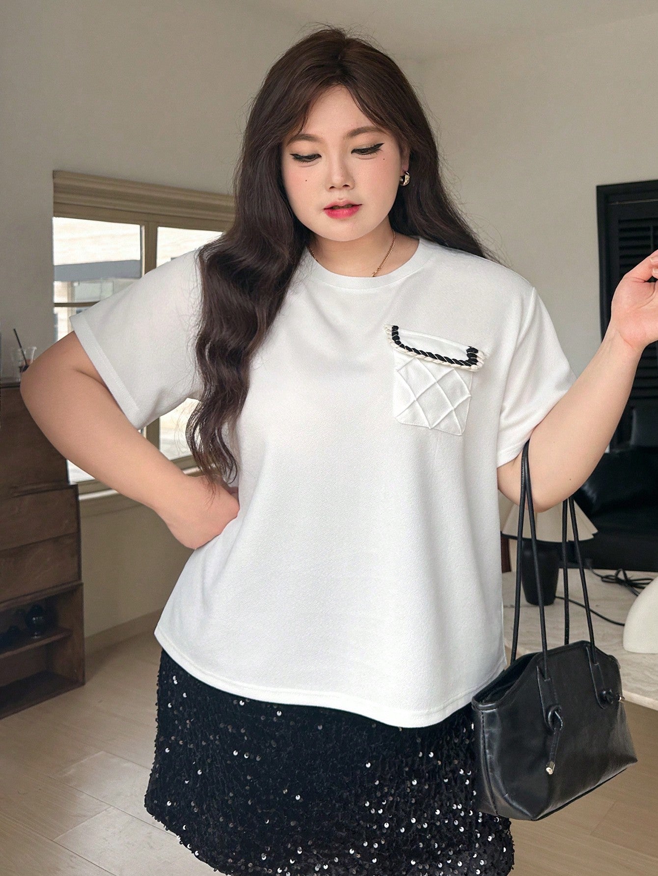 Plus Size Loose Fit Round Neck Casual Basic Short Sleeve T-Shirt