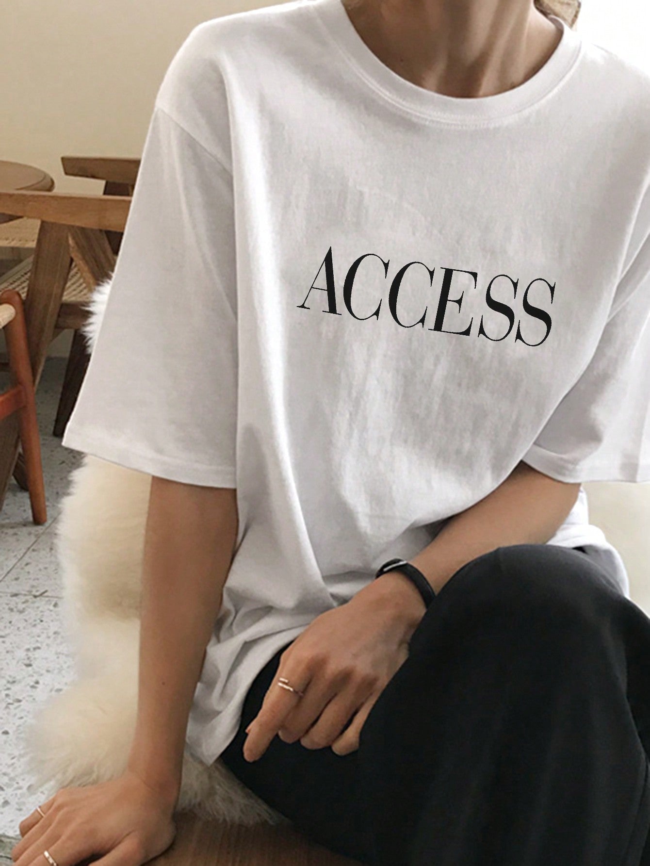 Women's Casual Loose Alphabet Print T-Shirt For Summer