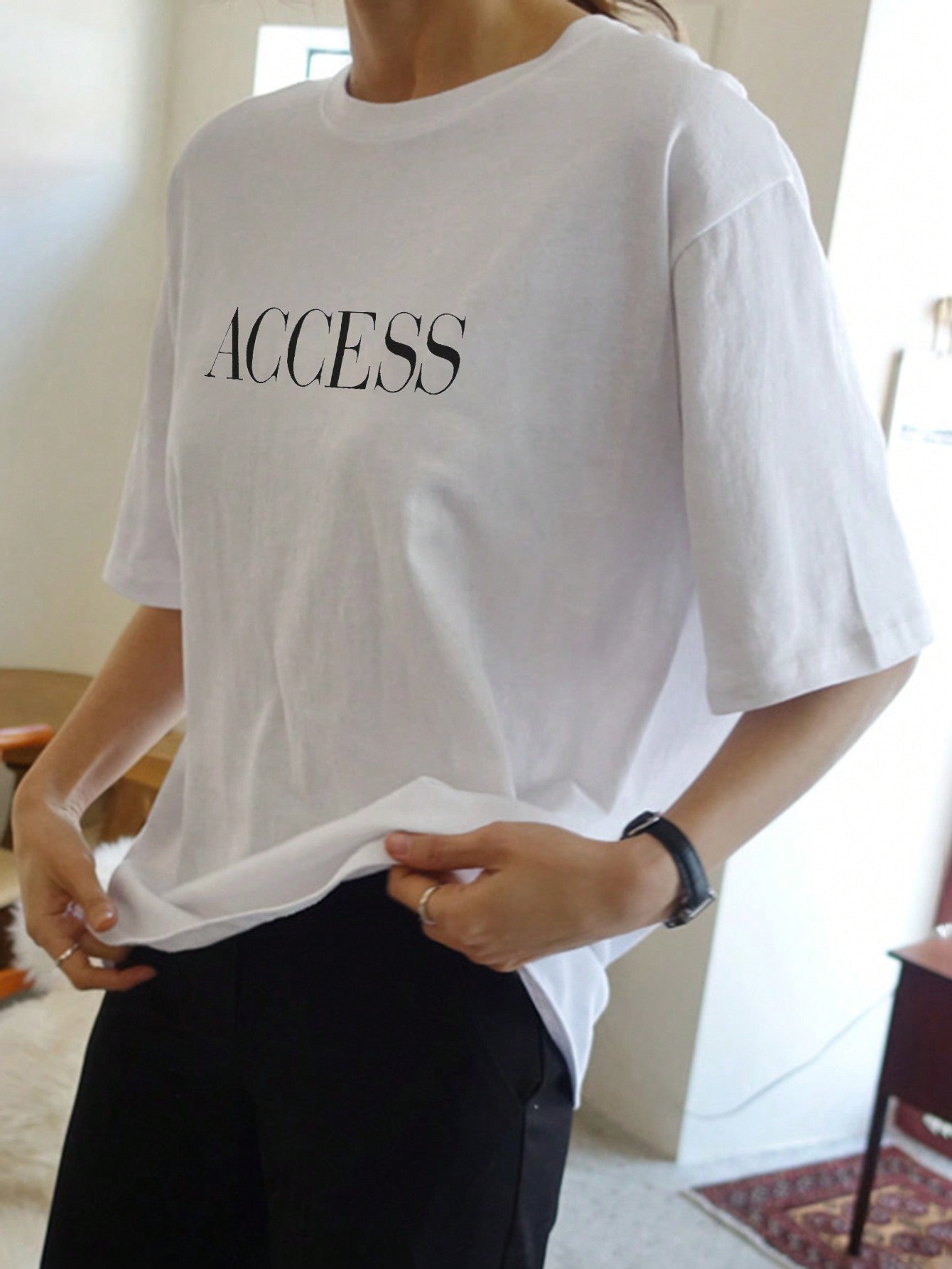 Women's Casual Loose Alphabet Print T-Shirt For Summer