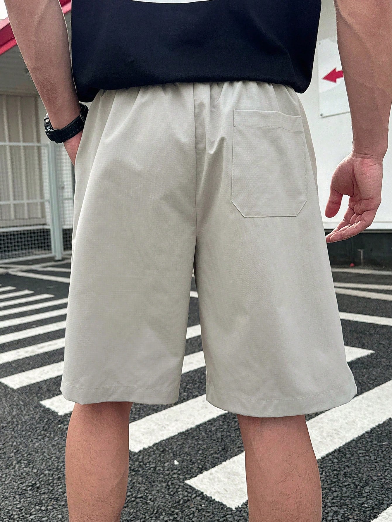 Men\ Summer Fashionable Casual Loose Straight Shorts With Letter Embroidery
