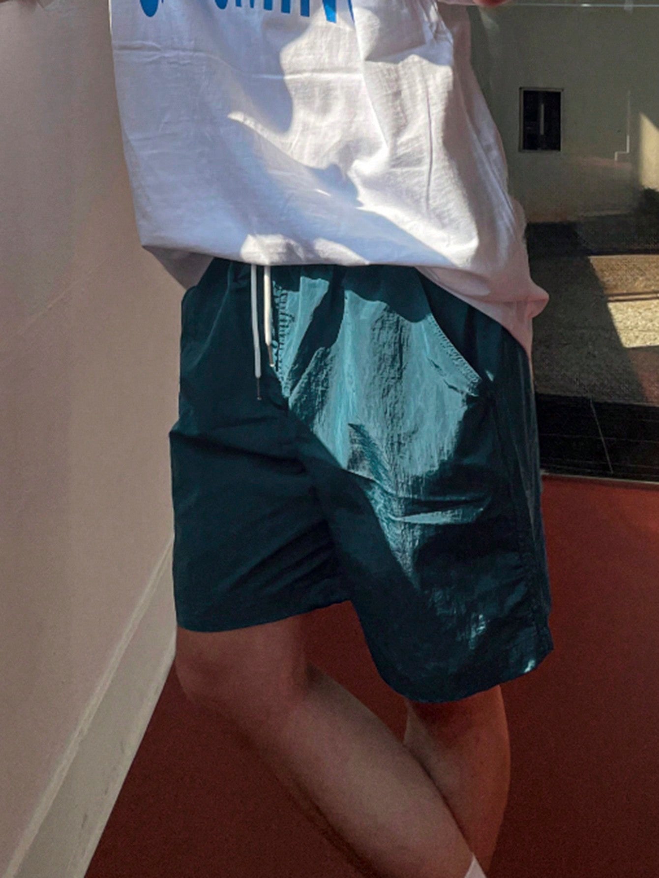 Men Summer Solid Color Casual Shorts For Daily Wear In Spring And Summer
