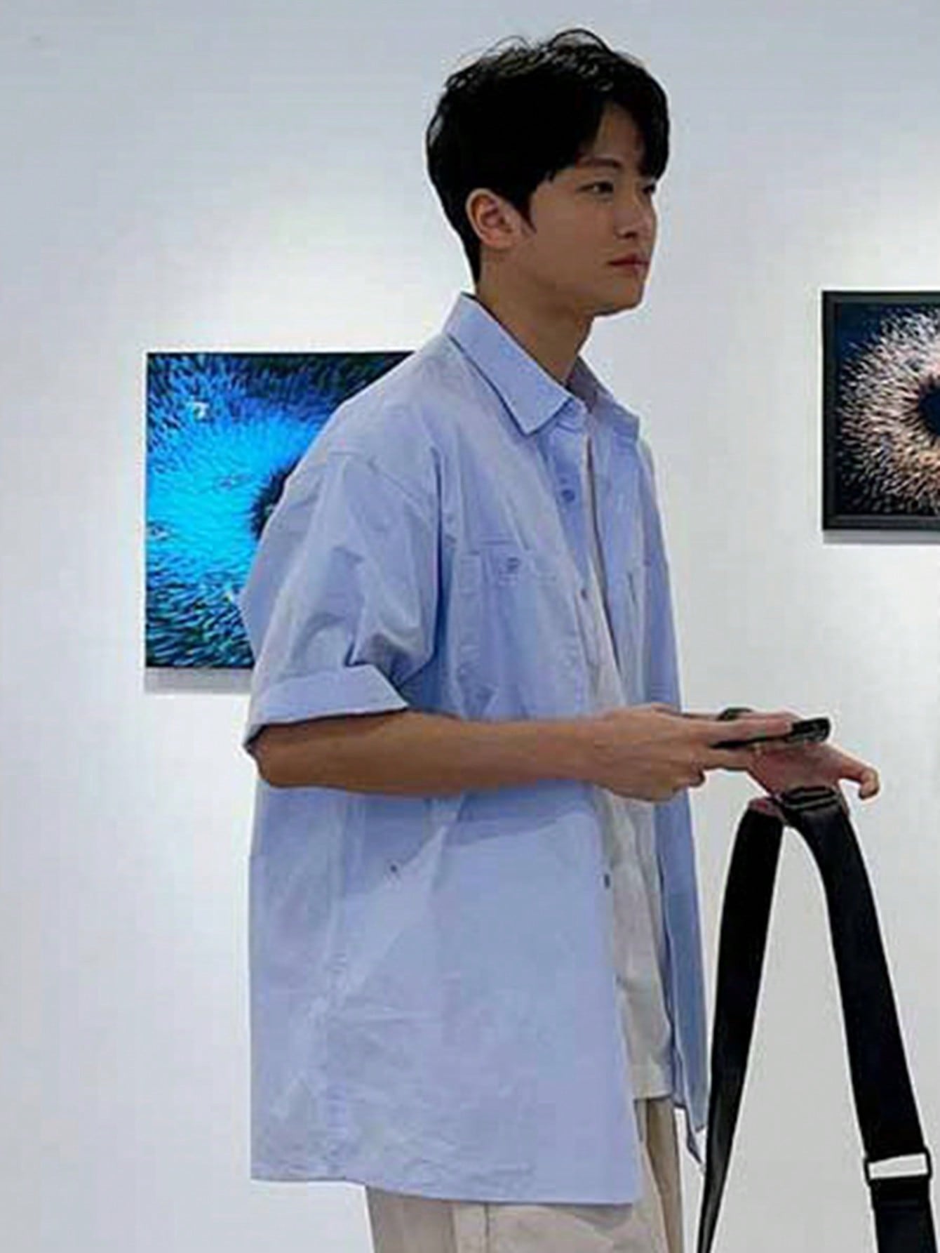 Men Summer Solid Color Casual Daily Match Spring Summer Shirt