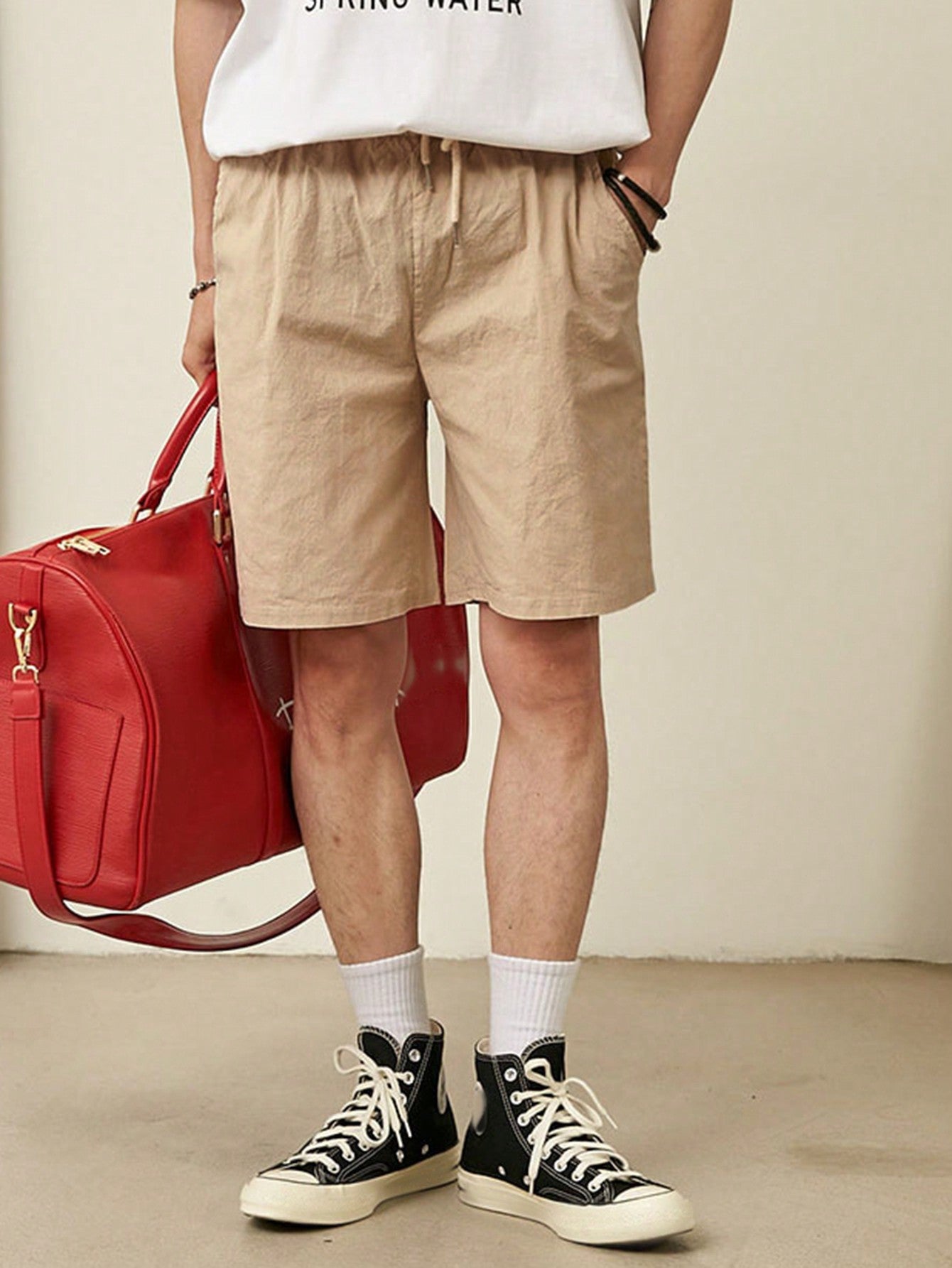 Men Summer Solid Color Simple All-Match Shorts