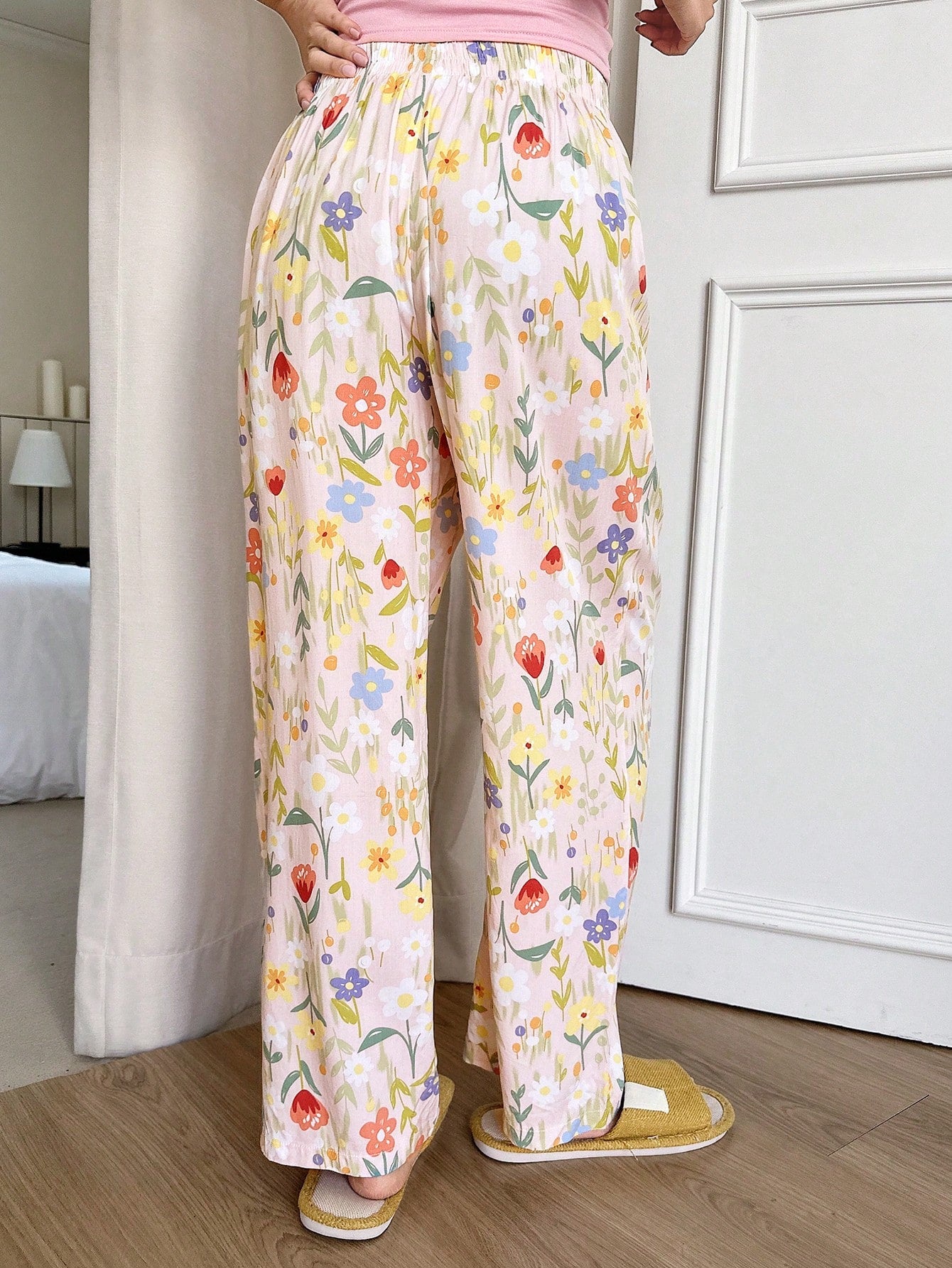 Ladies" Fresh Floral Print Casual Long Pants Sleepwear Bottoms