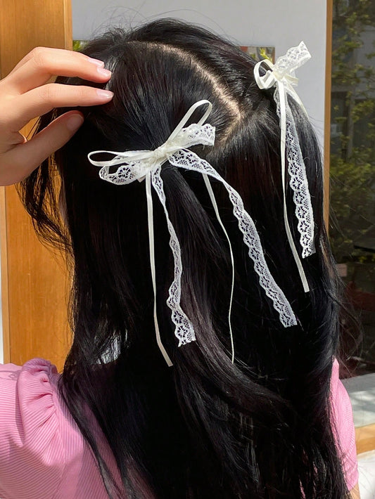 Lace Decor Butterfly Shaped Hair Clip
