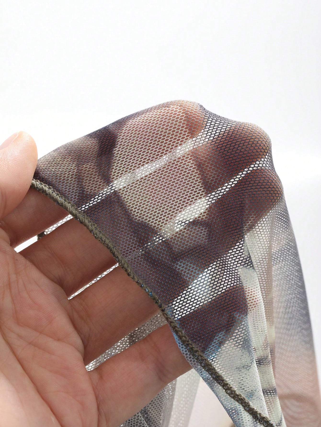 Women Spring/Summer Tie-Dye Print Front-Tie Flare Long-Sleeve Cropped Slim Fit Top