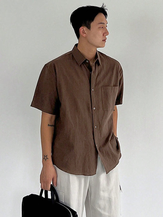 Men Stylish Loose-Fit Solid Color Shirt For Summer Fashion