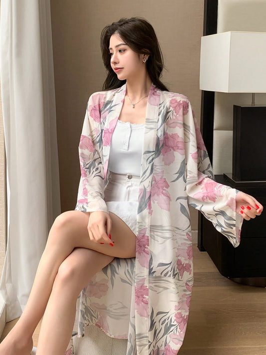 Women Chiffon Printed Casual Spring Summer Kimono Cover Up