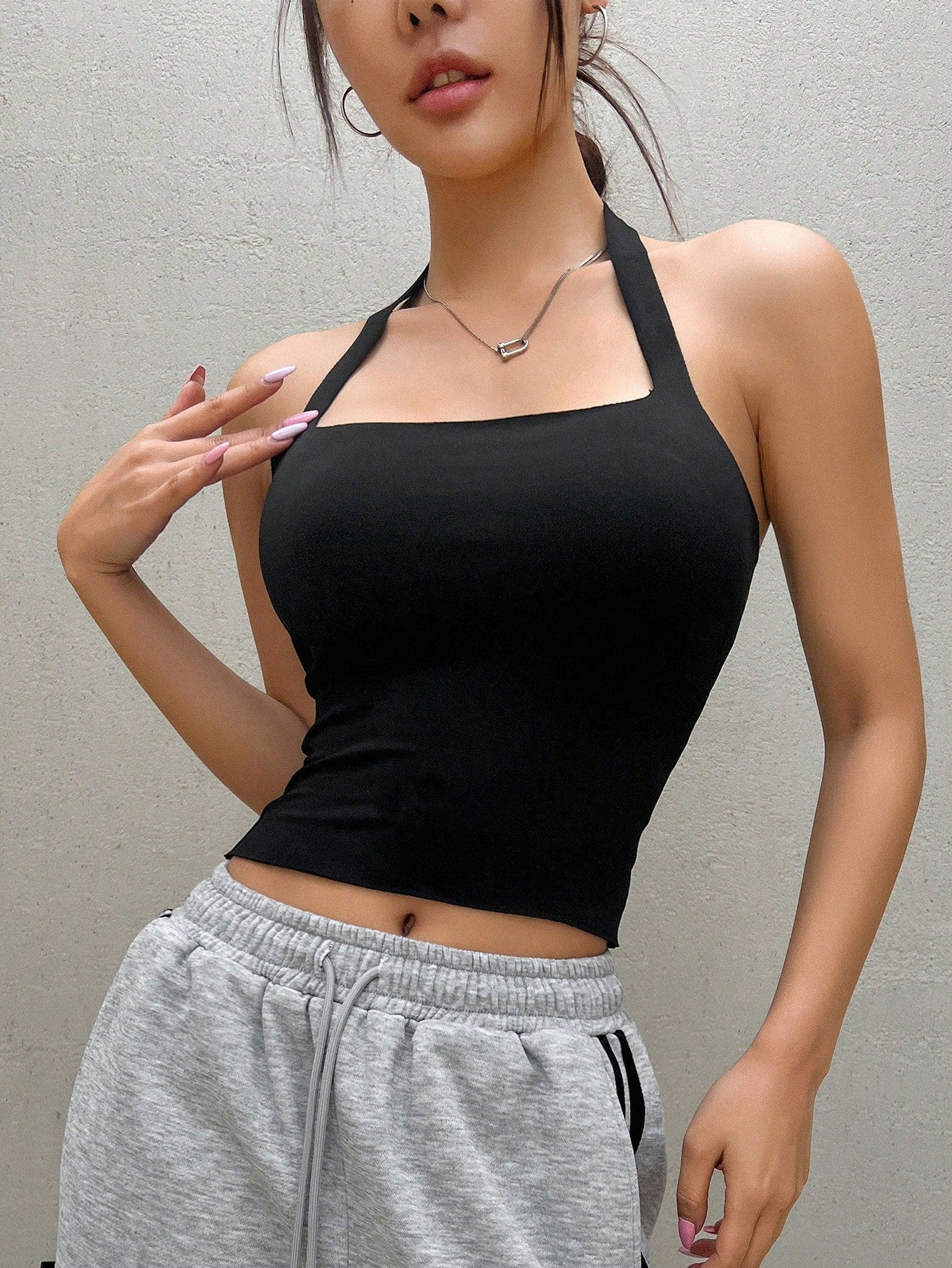 Fashionable Slim Fit Women Solid Color Simple Tank Top