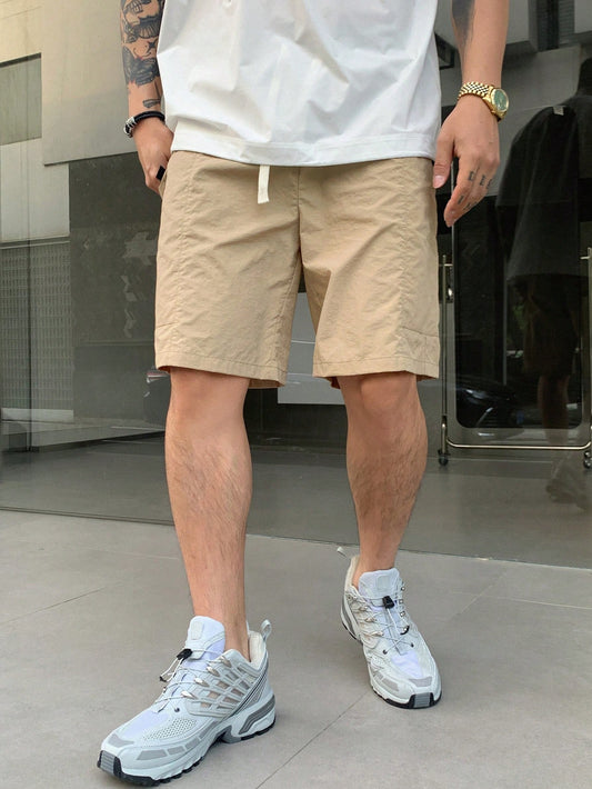 Men Summer Simple Solid Color Casual Cargo Shorts For Daily Wear