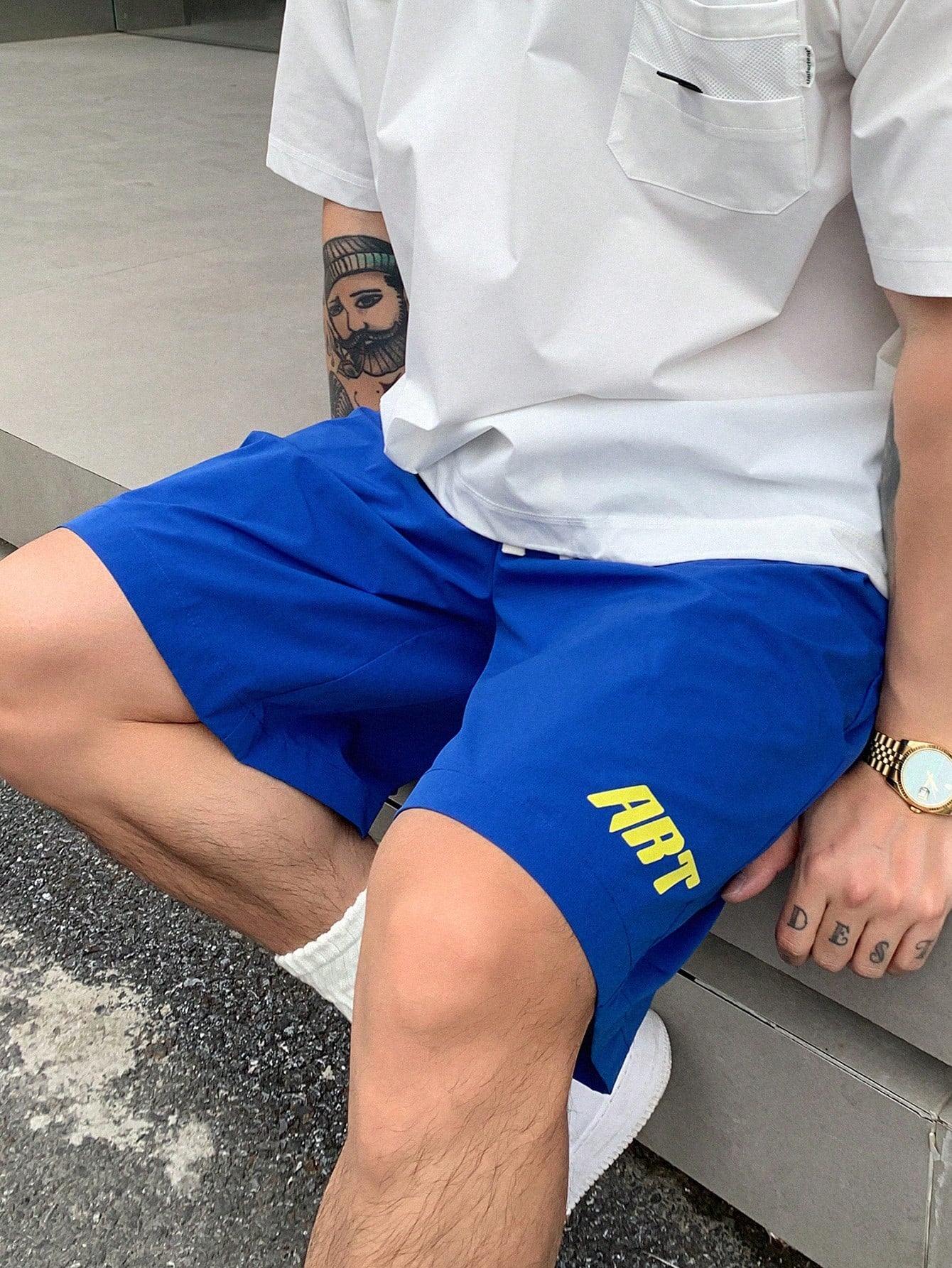 Men Drawstring Waist Casual Summer Baggy Shorts With Letter Print And Pockets