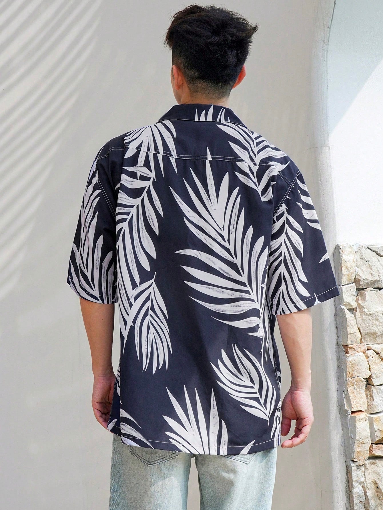 Men Floral Print Short Sleeve Summer Beach Shirt