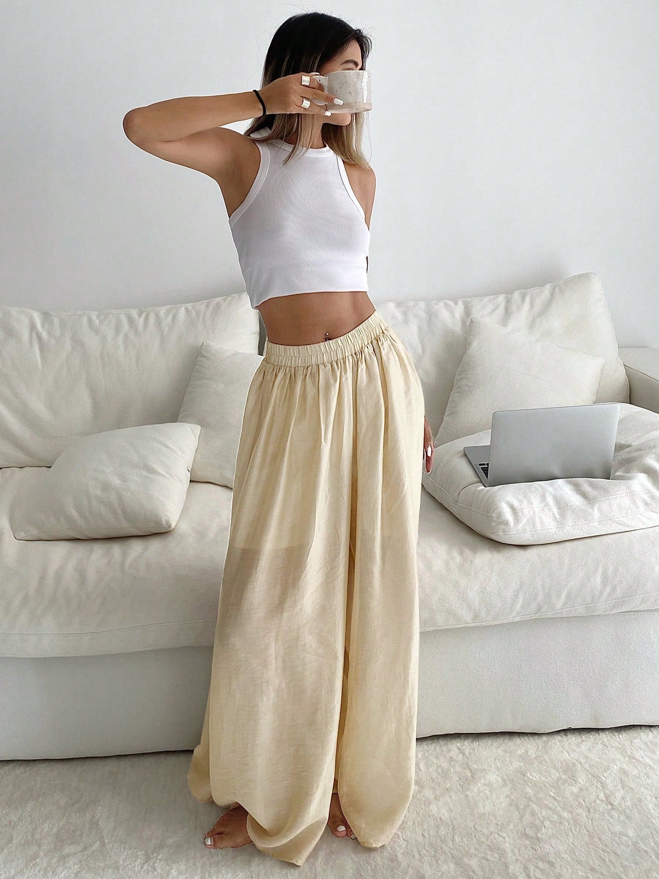 Spring/Summer Casual Loose Pantskirt Home Clothing